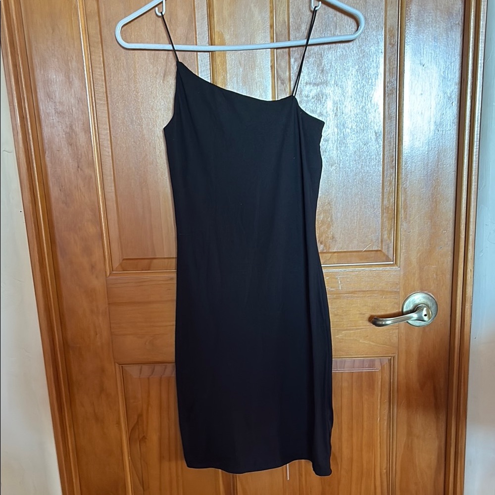 Wild Fable Black Asymmetrical Mini Slip Dress